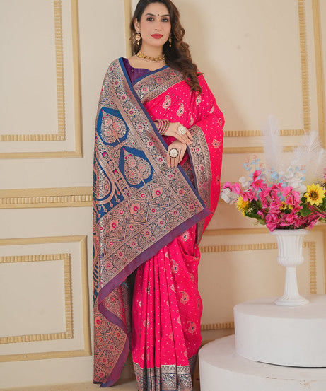Soft Silk Weaving Saree With Banarasi Jari Designer Sari With Blouse