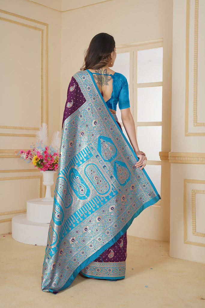 Soft Silk Weaving Saree With Banarasi Jari Designer Sari With Blouse