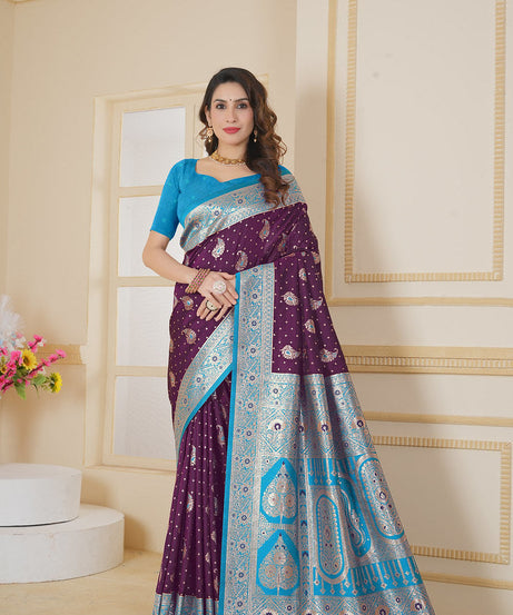 Soft Silk Weaving Saree With Banarasi Jari Designer Sari With Blouse