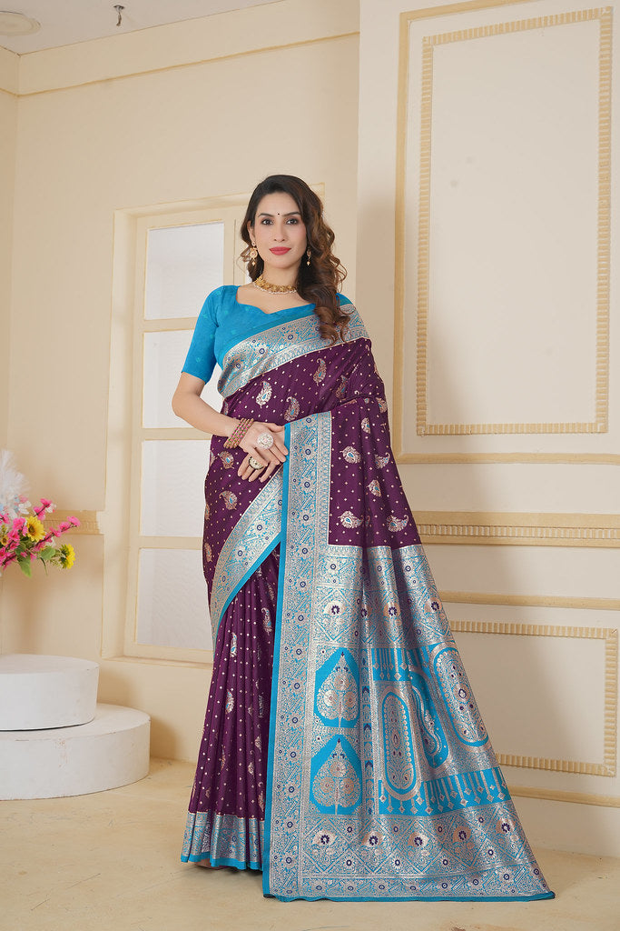 Soft Silk Weaving Saree With Banarasi Jari Designer Sari With Blouse