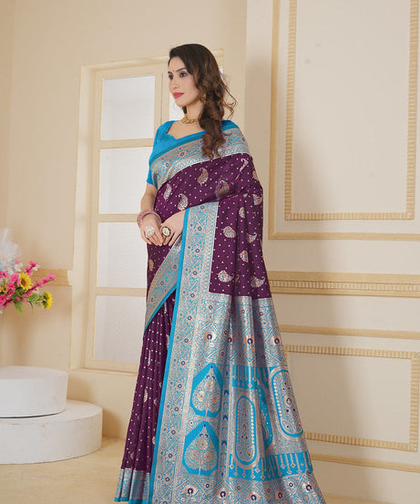 Soft Silk Weaving Saree With Banarasi Jari Designer Sari With Blouse