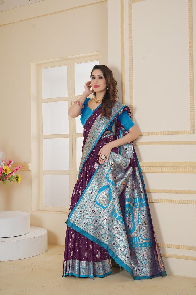 Soft Silk Weaving Saree With Banarasi Jari Designer Sari With Blouse