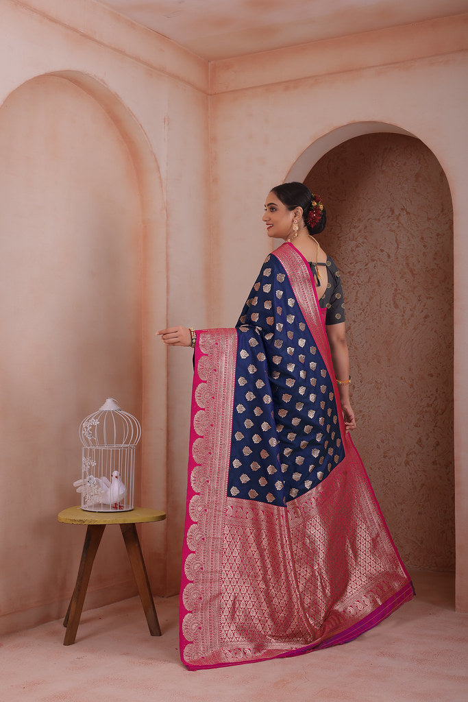 Soft Silk Weaving Saree With Banarasi Jari Work Traditional Sari With Blouse