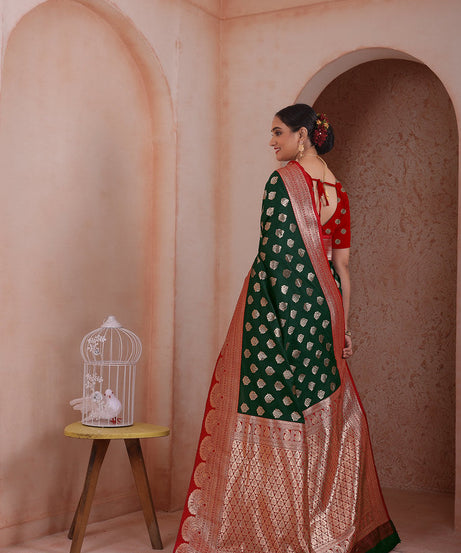 Soft Silk Weaving Saree With Banarasi Jari Work Traditional Sari With Blouse