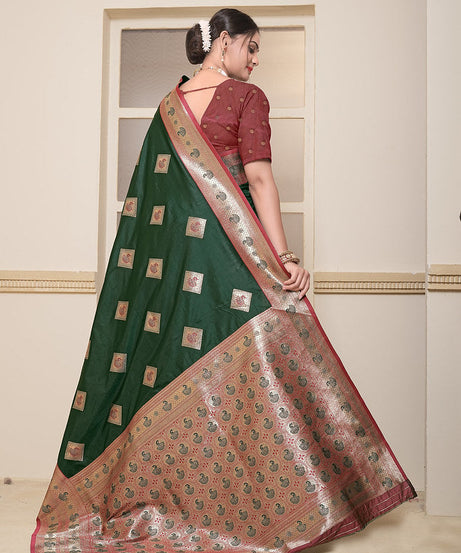 Women's Soft Silk Beautiful Sari Heavy Banarasi Saree With Blouse