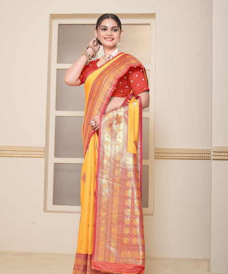 Women's Soft Silk Beautiful Sari Heavy Banarasi Saree With Blouse