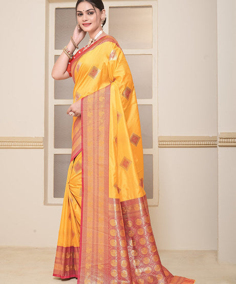 Women's Soft Silk Beautiful Sari Heavy Banarasi Saree With Blouse