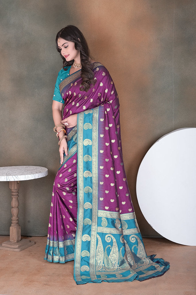 Wedding Wear Soft Silk Saree Weaving  Heavy Banarasi Sari With Blouse