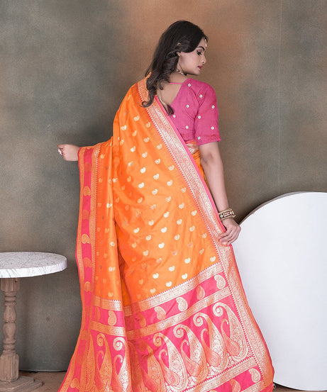 Wedding Wear Soft Silk Saree Weaving  Heavy Banarasi Sari With Blouse