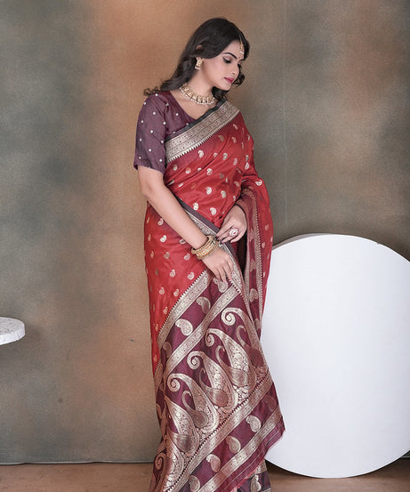 Wedding Wear Soft Silk Saree Weaving  Heavy Banarasi Sari With Blouse