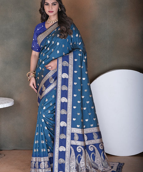 Wedding Wear Soft Silk Saree Weaving  Heavy Banarasi Sari With Blouse