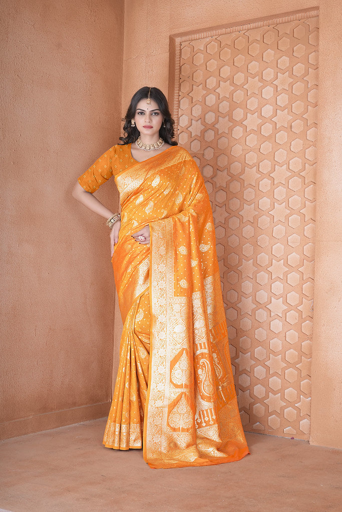 Soft Silk Saree Heavy Banarasi Traditional Wear Sari With Blouse