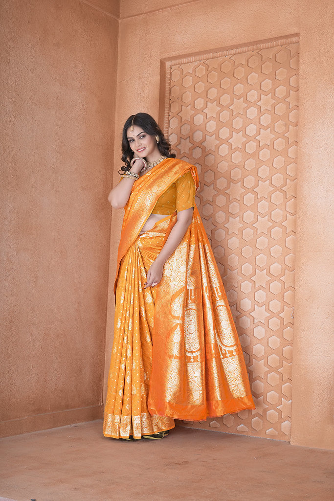 Soft Silk Saree Heavy Banarasi Traditional Wear Sari With Blouse