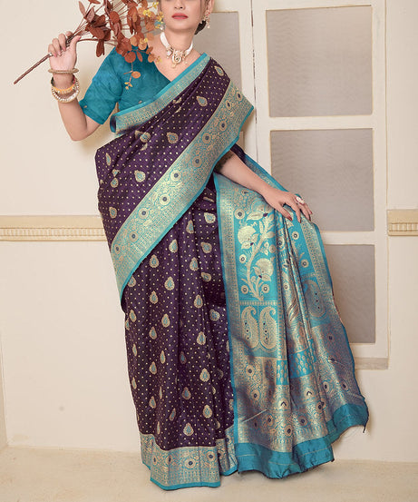 Women's Festival Wedding Wear Saree, Heavy Banarasi Sari With Blouse