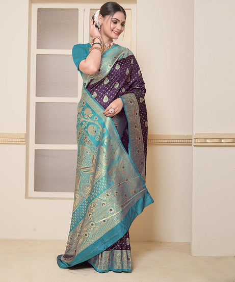 Women's Festival Wedding Wear Saree, Heavy Banarasi Sari With Blouse