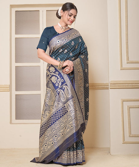 Women's Festival Wedding Wear Saree, Heavy Banarasi Sari With Blouse