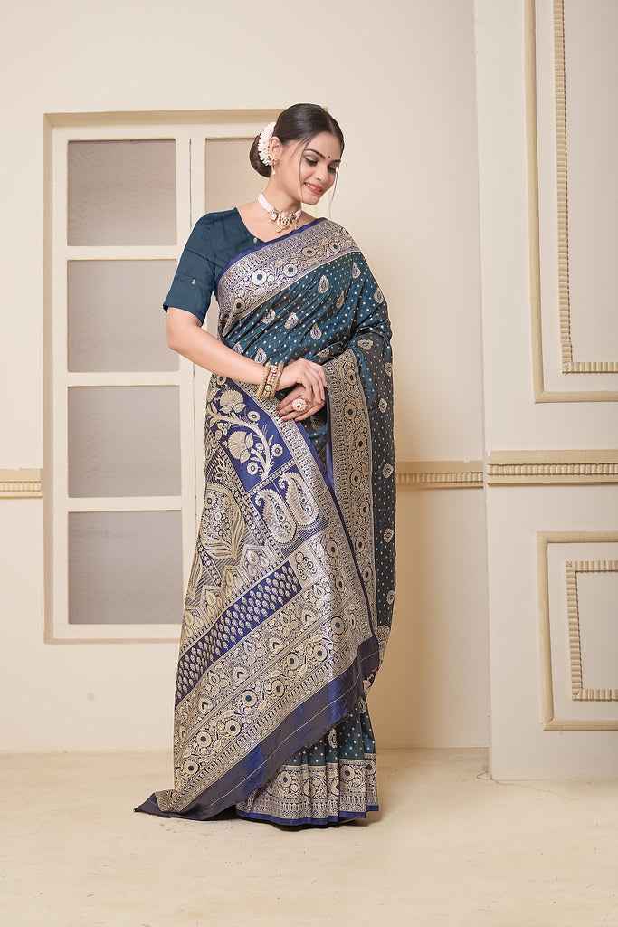 Women's Festival Wedding Wear Saree, Heavy Banarasi Sari With Blouse