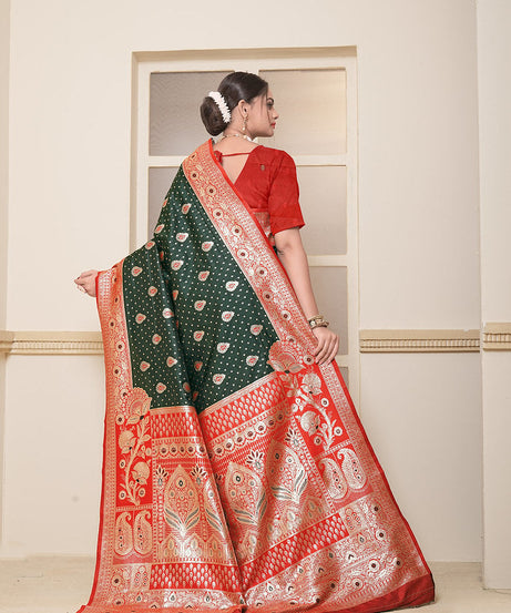Women's Festival Wedding Wear Saree, Heavy Banarasi Sari With Blouse