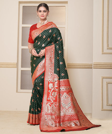 Women's Festival Wedding Wear Saree, Heavy Banarasi Sari With Blouse