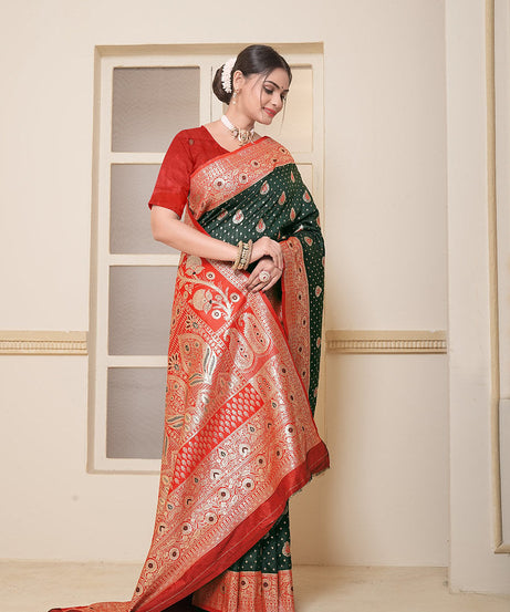 Women's Festival Wedding Wear Saree, Heavy Banarasi Sari With Blouse