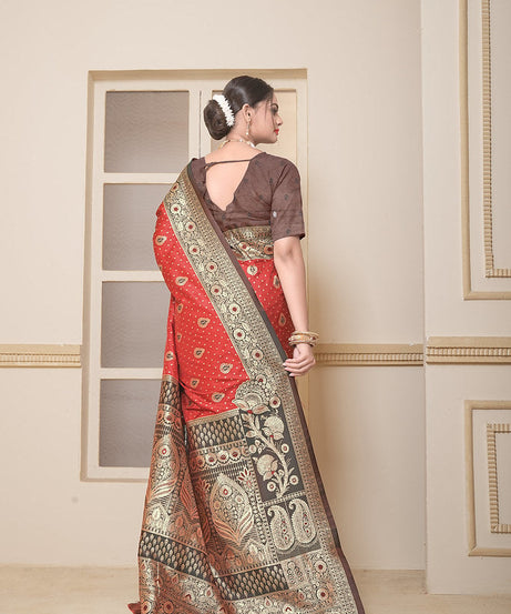 Women's Festival Wedding Wear Saree, Heavy Banarasi Sari With Blouse