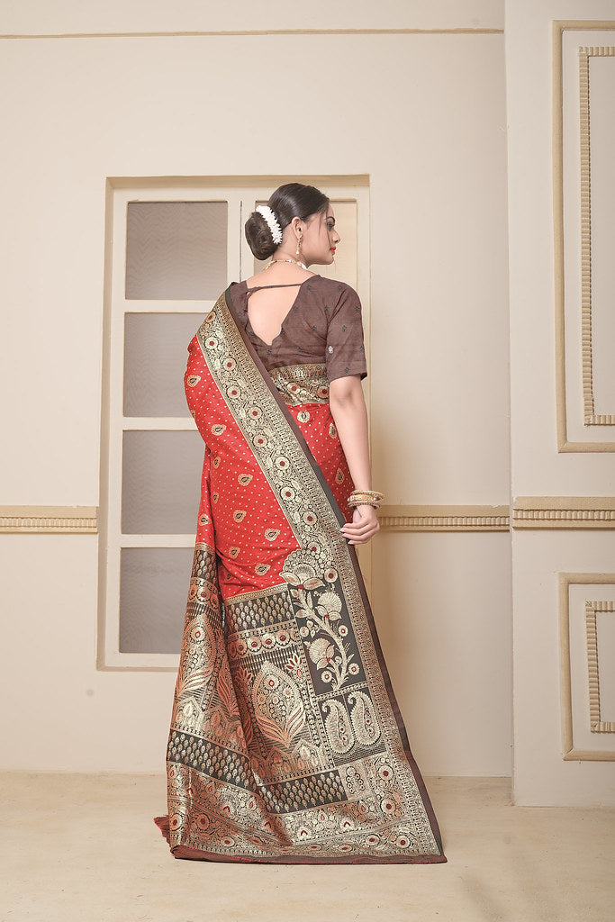 Women's Festival Wedding Wear Saree, Heavy Banarasi Sari With Blouse
