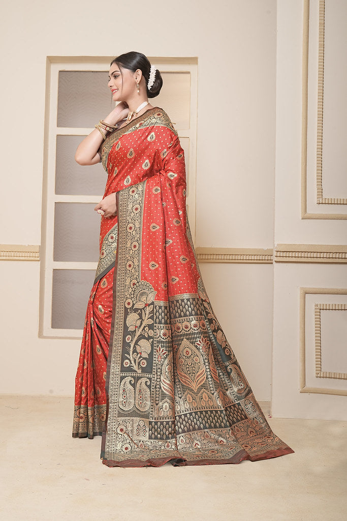 Women's Festival Wedding Wear Saree, Heavy Banarasi Sari With Blouse