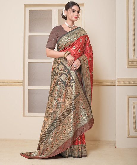 Women's Festival Wedding Wear Saree, Heavy Banarasi Sari With Blouse