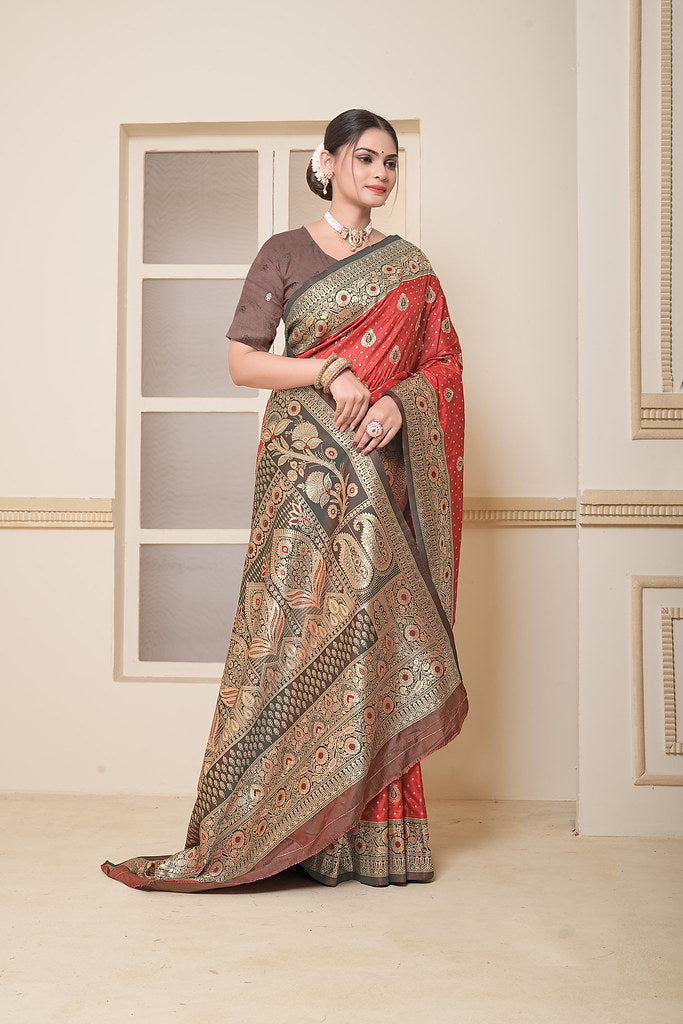 Women's Festival Wedding Wear Saree, Heavy Banarasi Sari With Blouse