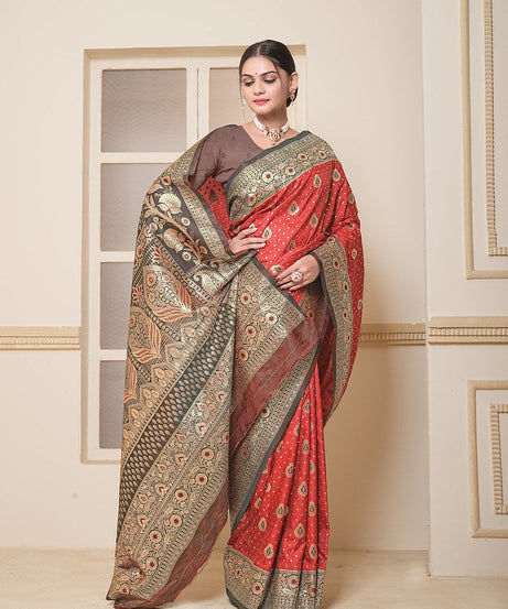 Women's Festival Wedding Wear Saree, Heavy Banarasi Sari With Blouse