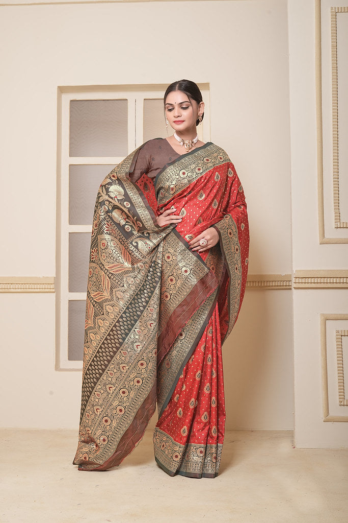 Women's Festival Wedding Wear Saree, Heavy Banarasi Sari With Blouse