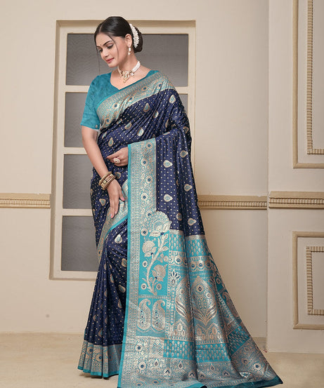 Women's Festival Wedding Wear Saree, Heavy Banarasi Sari With Blouse