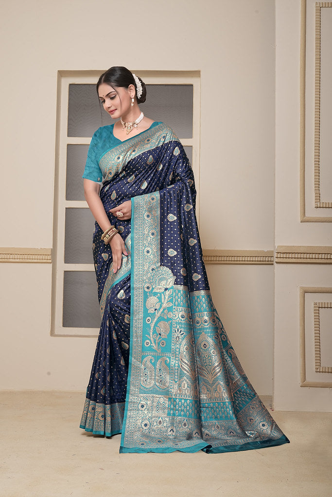Women's Festival Wedding Wear Saree, Heavy Banarasi Sari With Blouse