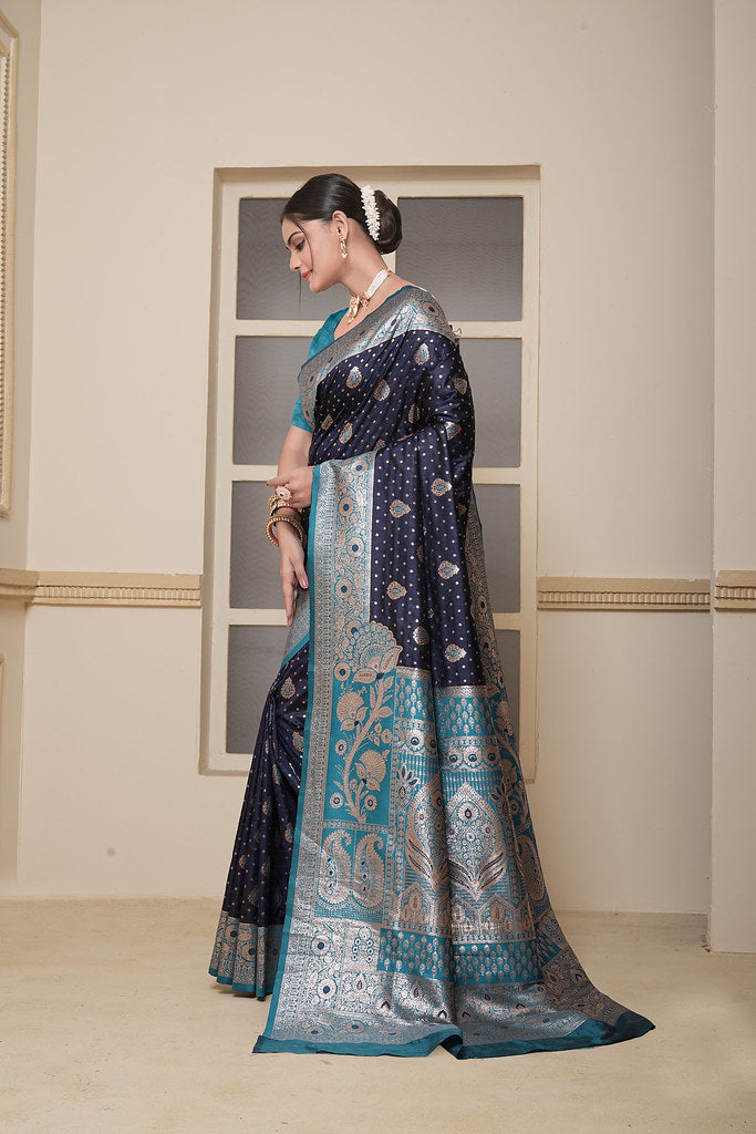 Women's Festival Wedding Wear Saree, Heavy Banarasi Sari With Blouse