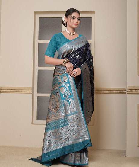 Women's Festival Wedding Wear Saree, Heavy Banarasi Sari With Blouse