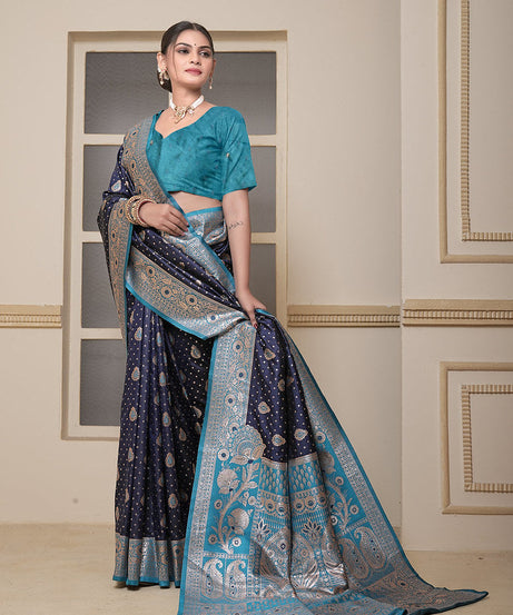 Women's Festival Wedding Wear Saree, Heavy Banarasi Sari With Blouse