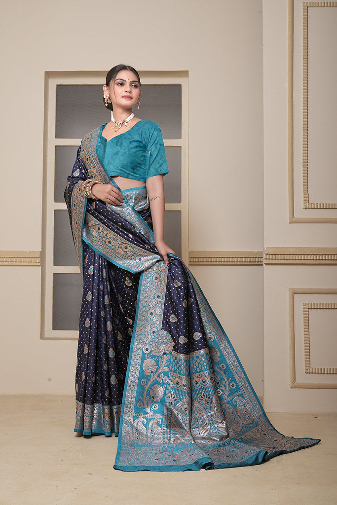 Women's Festival Wedding Wear Saree, Heavy Banarasi Sari With Blouse