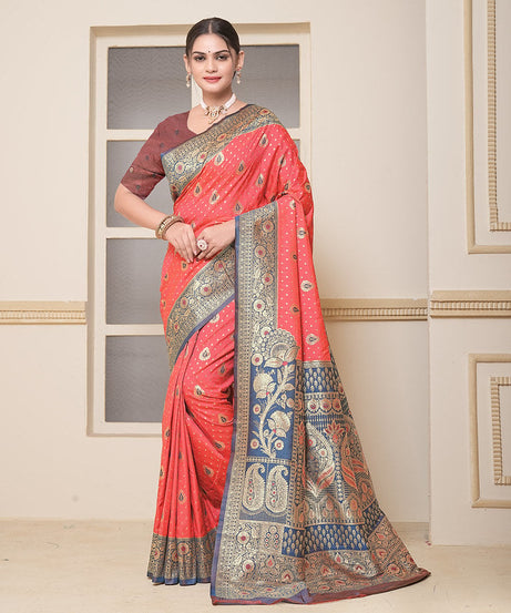 Women's Festival Wedding Wear Saree, Heavy Banarasi Sari With Blouse