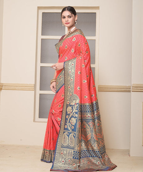 Women's Festival Wedding Wear Saree, Heavy Banarasi Sari With Blouse