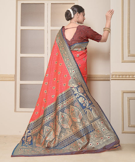 Women's Festival Wedding Wear Saree, Heavy Banarasi Sari With Blouse