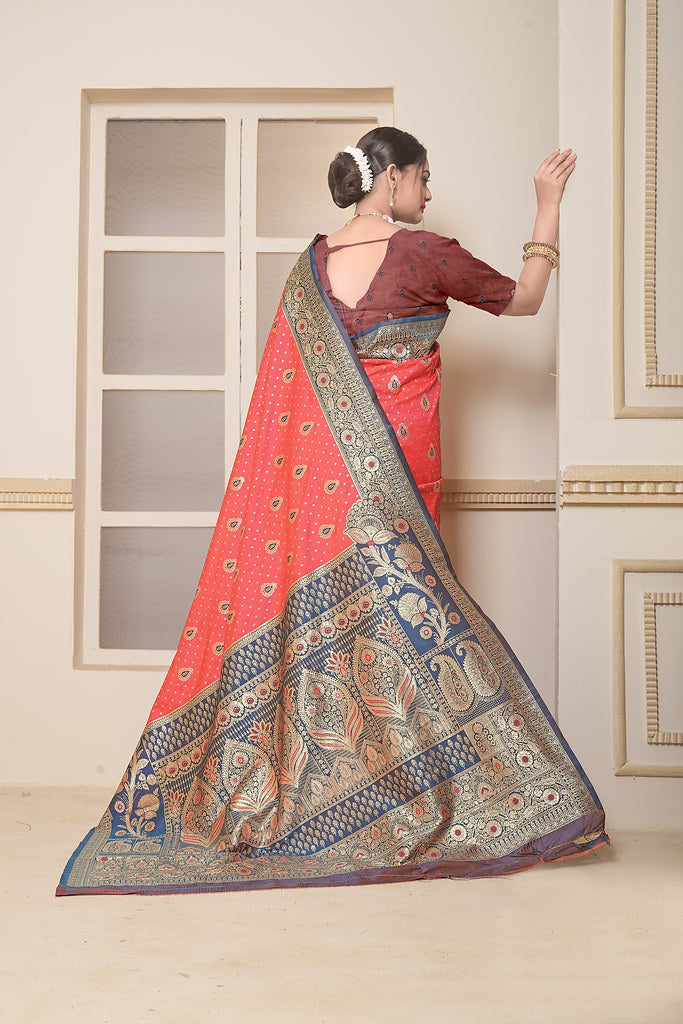 Women's Festival Wedding Wear Saree, Heavy Banarasi Sari With Blouse