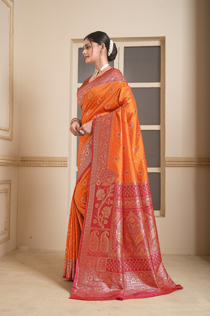 Women's Festival Wedding Wear Saree, Heavy Banarasi Sari With Blouse