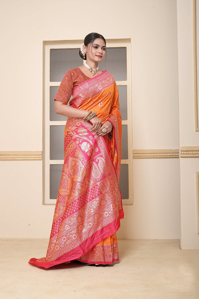 Women's Festival Wedding Wear Saree, Heavy Banarasi Sari With Blouse