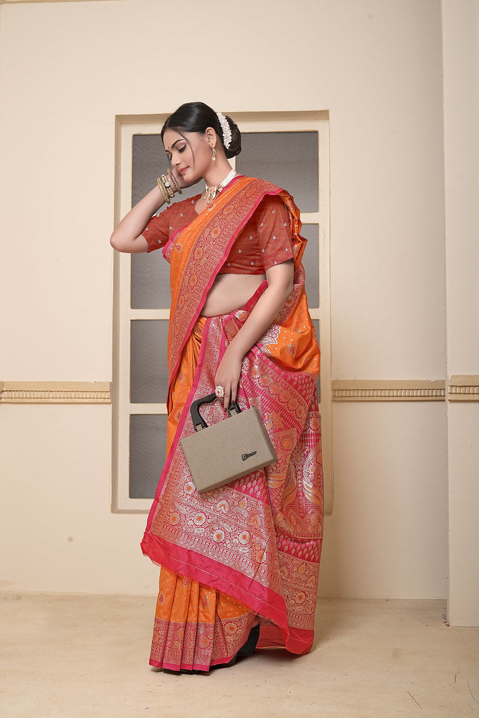 Women's Festival Wedding Wear Saree, Heavy Banarasi Sari With Blouse