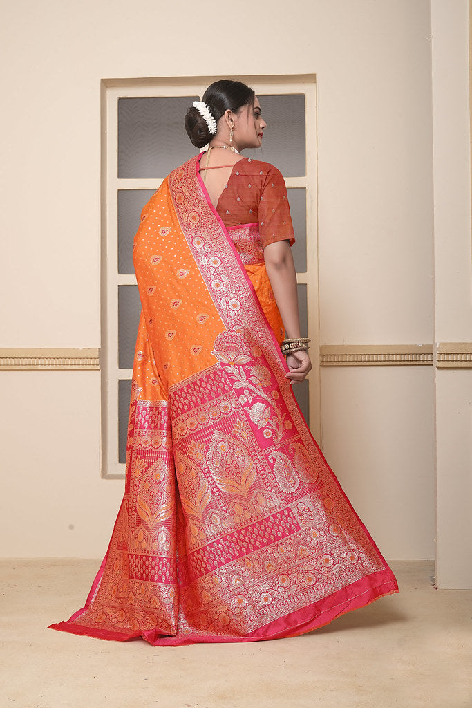 Women's Festival Wedding Wear Saree, Heavy Banarasi Sari With Blouse