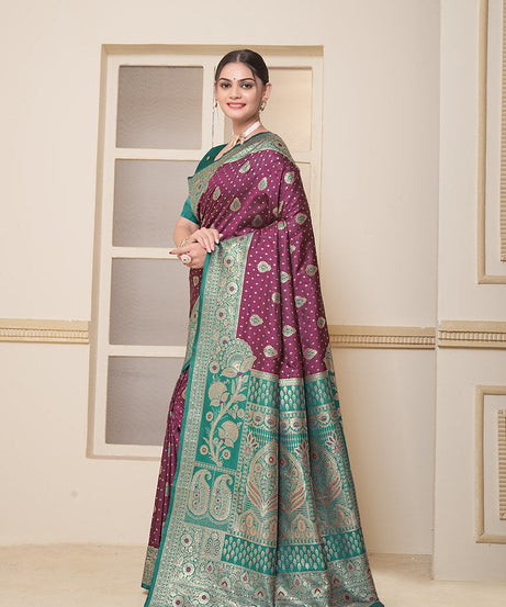 Women's Festival Wedding Wear Saree, Heavy Banarasi Sari With Blouse