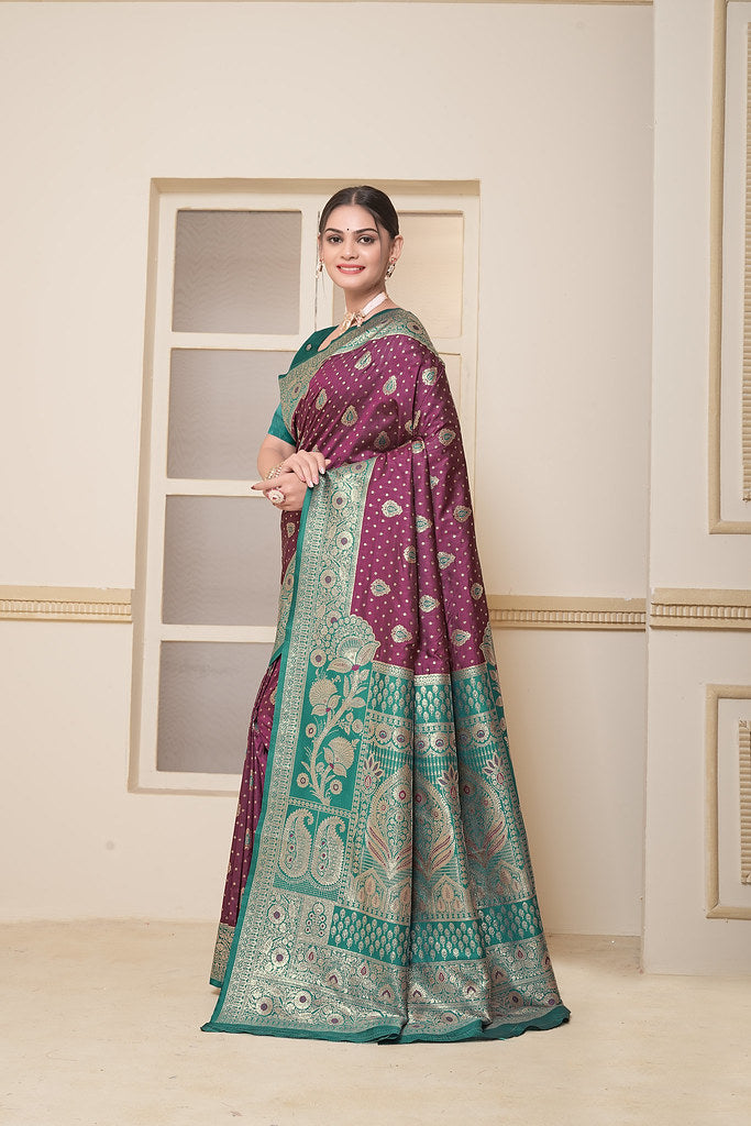 Women's Festival Wedding Wear Saree, Heavy Banarasi Sari With Blouse