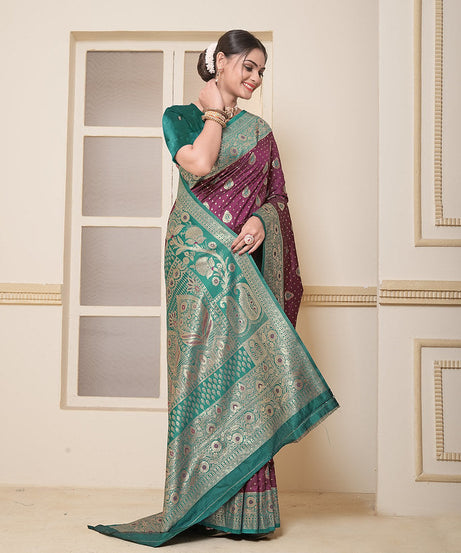 Women's Festival Wedding Wear Saree, Heavy Banarasi Sari With Blouse