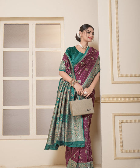 Women's Festival Wedding Wear Saree, Heavy Banarasi Sari With Blouse