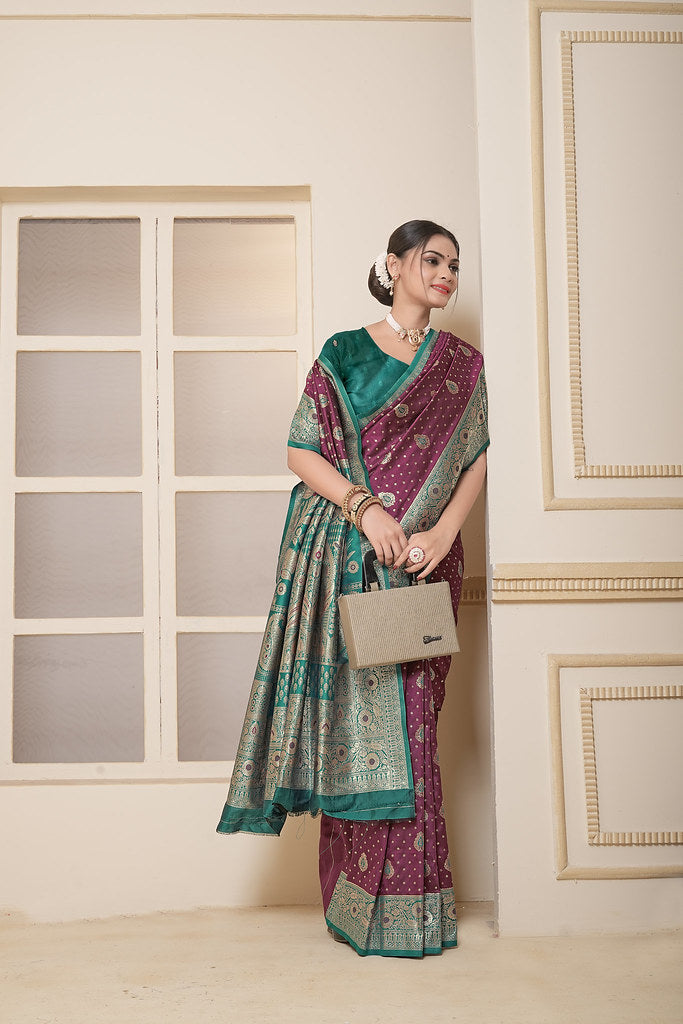 Women's Festival Wedding Wear Saree, Heavy Banarasi Sari With Blouse